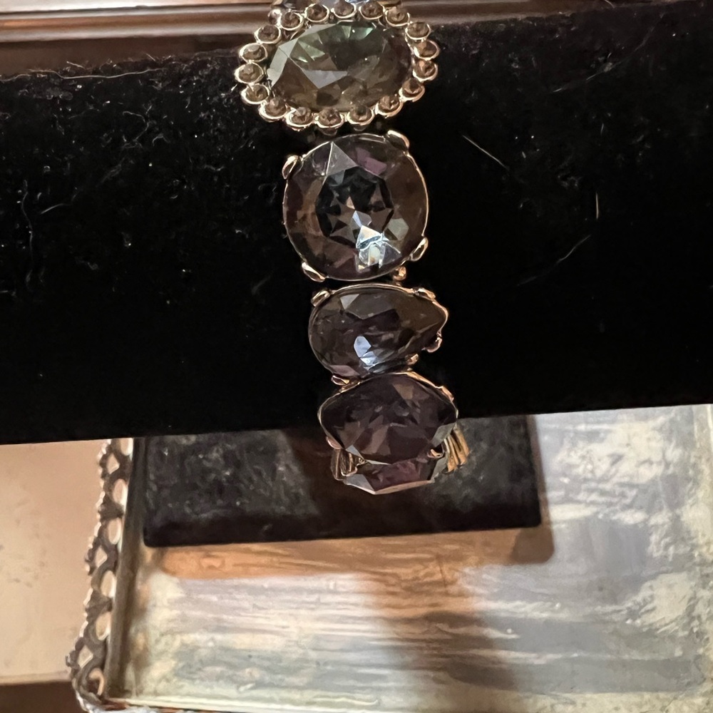 💍 Elegant Silver and Blue RhineStone stretch Bracelet